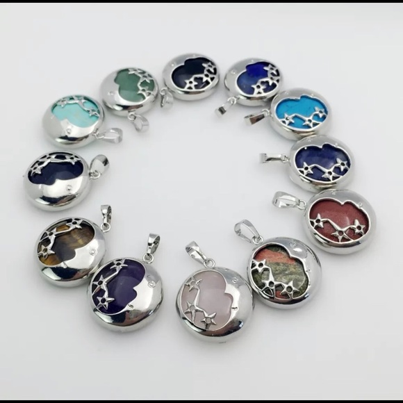 Rose Quartz Crystal Silver 925 Moon Star Necklace - Picture 3 of 12